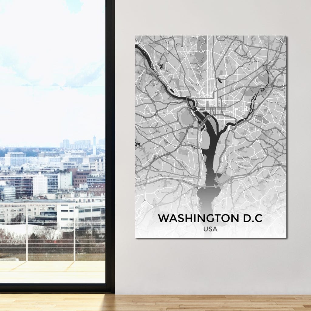 Map of Washington, USA Canvas Wall Art
