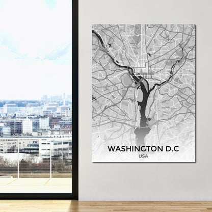 Map of Washington, USA Canvas Wall Art