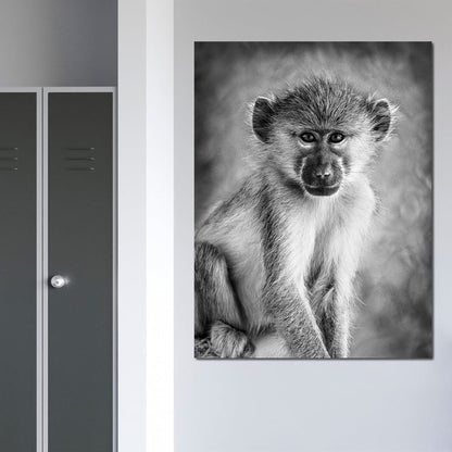 Monkey in Black & White Canvas Wall Art