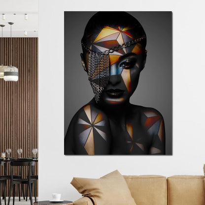 Geometric Face Paint Canvas Wall Art