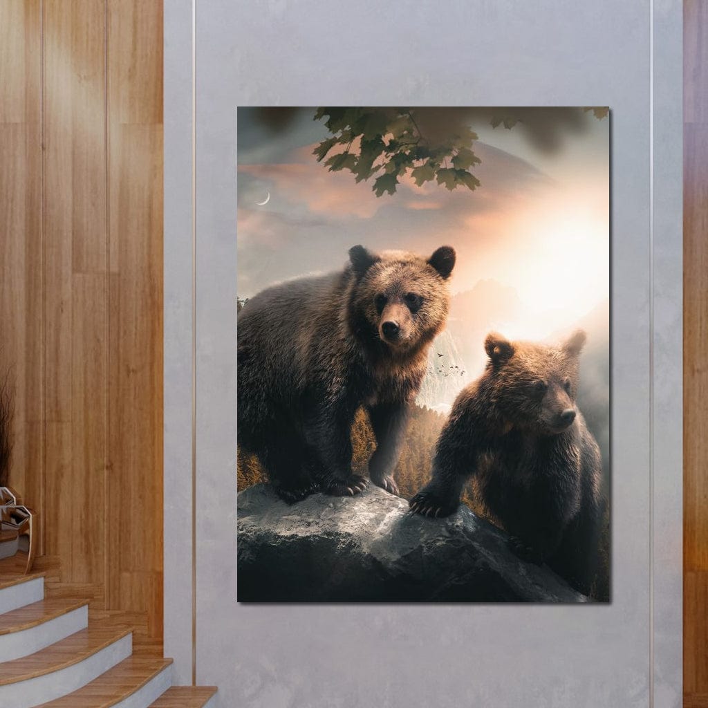 Sunset Bears Canvas Wall Art