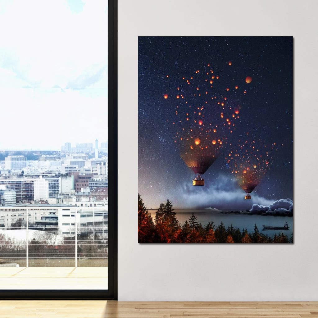 Hot Air Balloon Light Canvas Wall Art