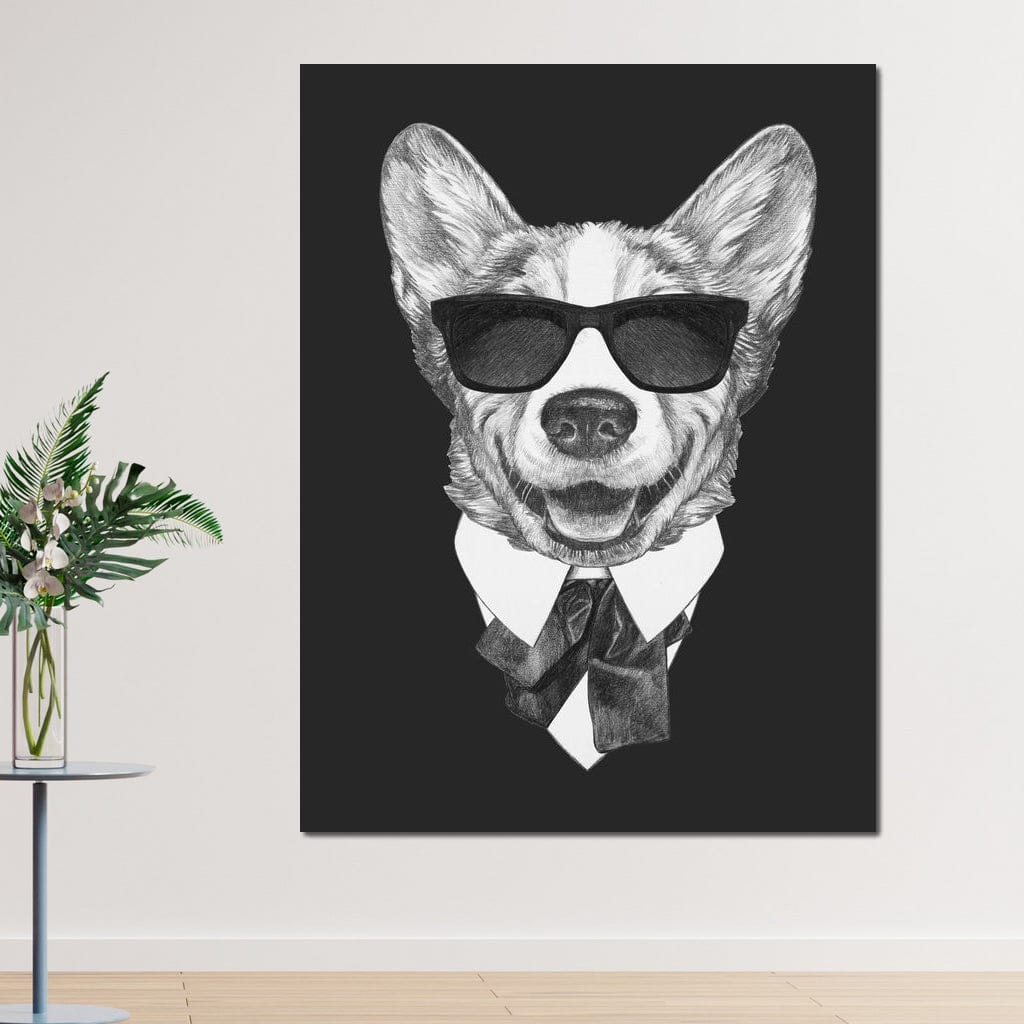 Dressed Up Corgi Canvas Wall Art