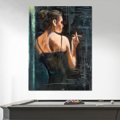 Smoking Woman Canvas Wall Art