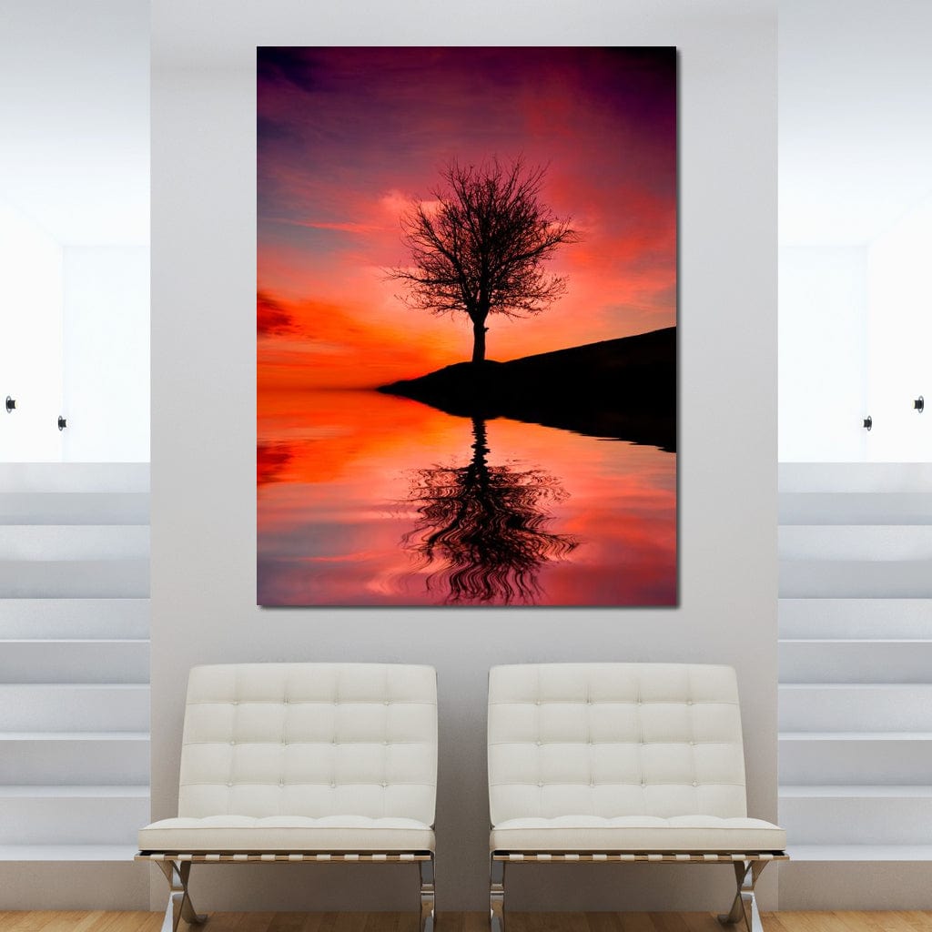 Red Sunset Canvas Wall Art