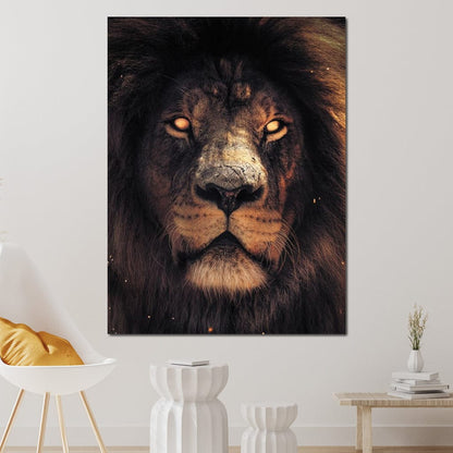 Scary Lion Canvas Wall Art
