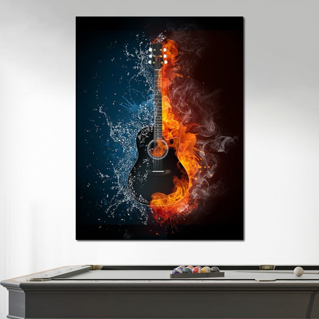 Fire & Water Guitar Canvas Wall Art
