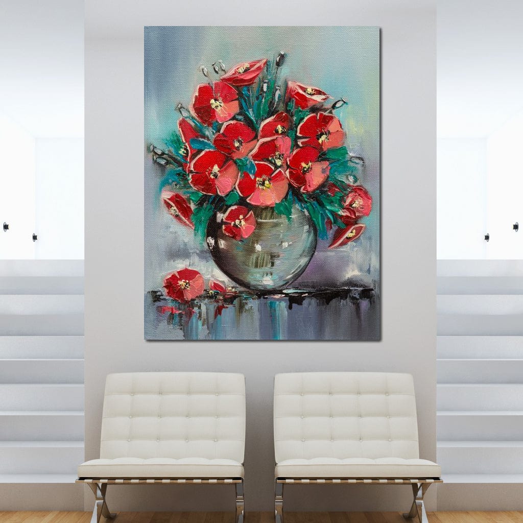 Vase with Poppies Canvas Wall Art