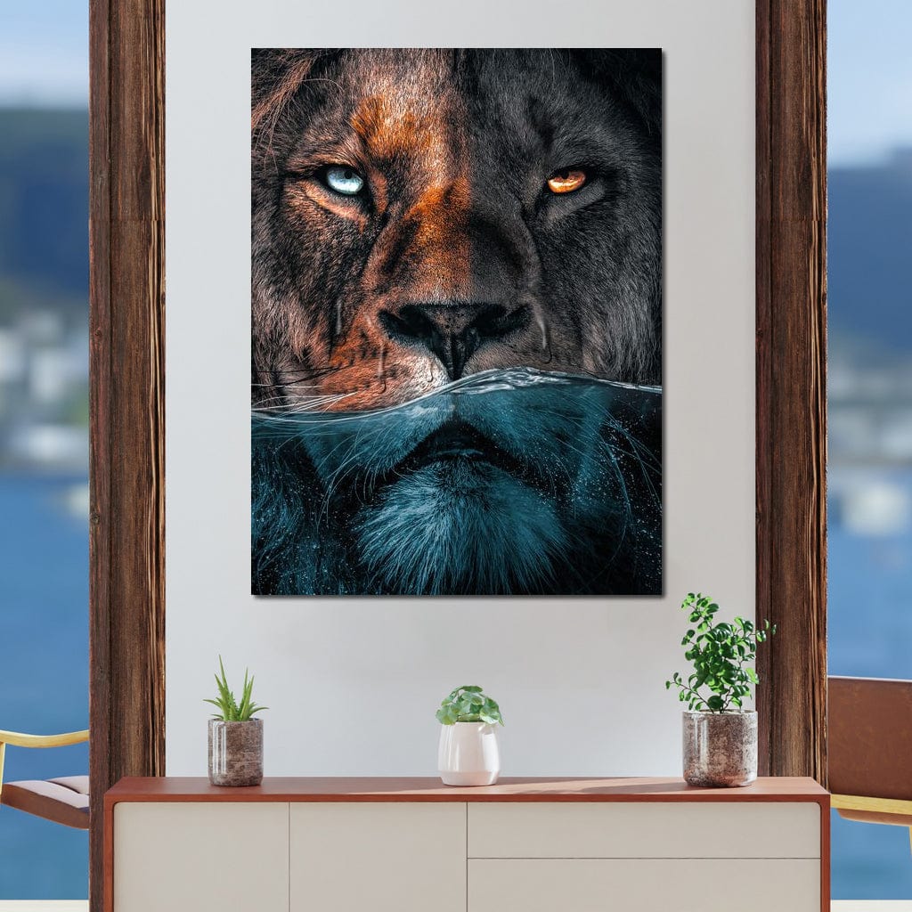 Diving Lion Canvas Wall Art