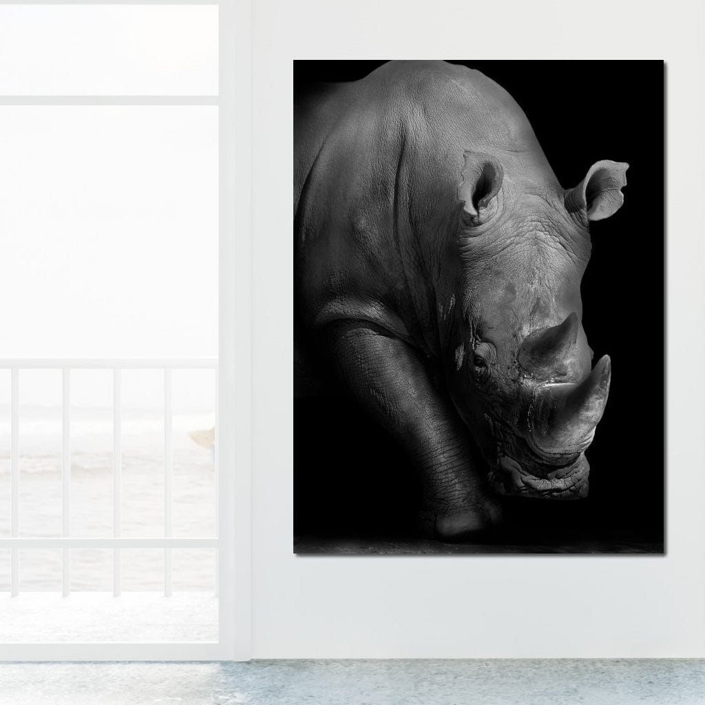 Black and White Rhino Canvas Wall Art