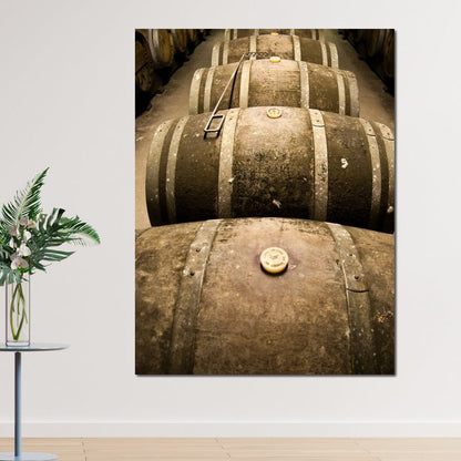 Rusted Wine Barrels Canvas Wall Art