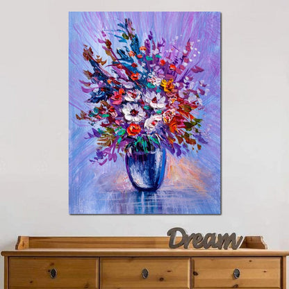 Multicolored Flowers Bouquet Canvas Wall Art