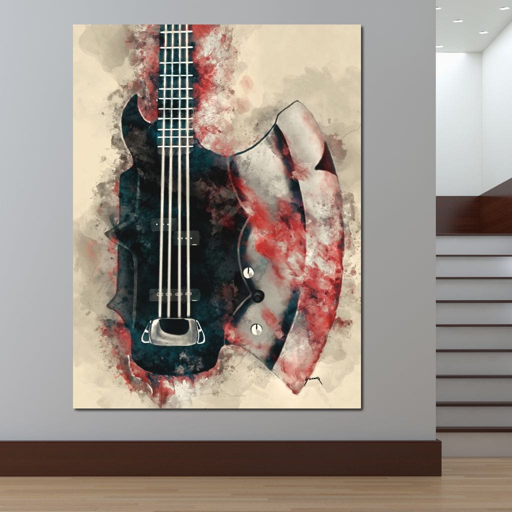 The Demon's Axe Bass Guitar Canvas Wall Art