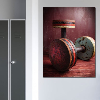 Rusty Dumbbells Canvas Wall Art