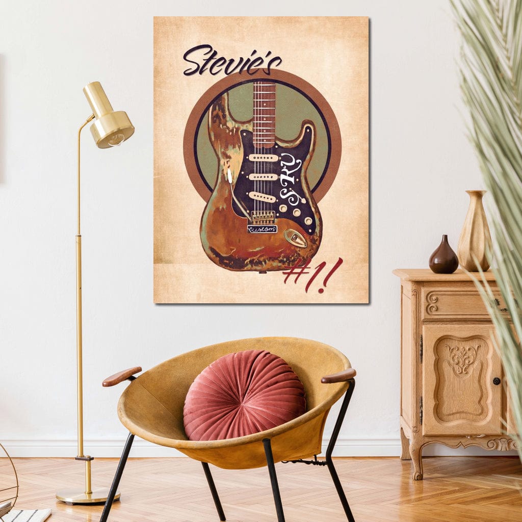 Stevie Ray Vaughan's Guitar Retro Canvas Wall Art