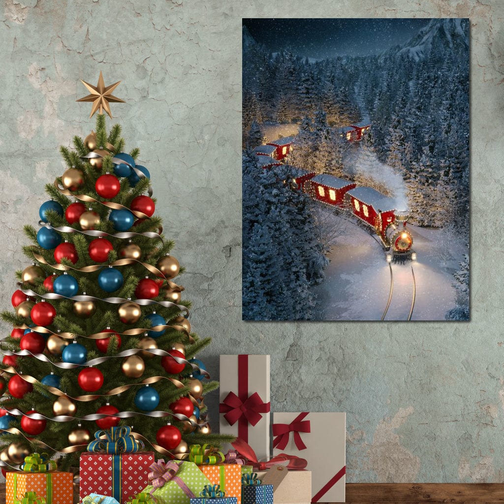 Christmas Train Canvas Wall Art