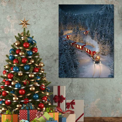 Christmas Train Canvas Wall Art