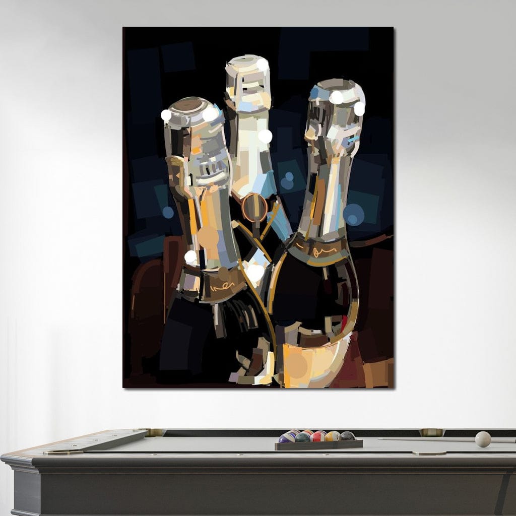Champagne Bottles Canvas Wall Art