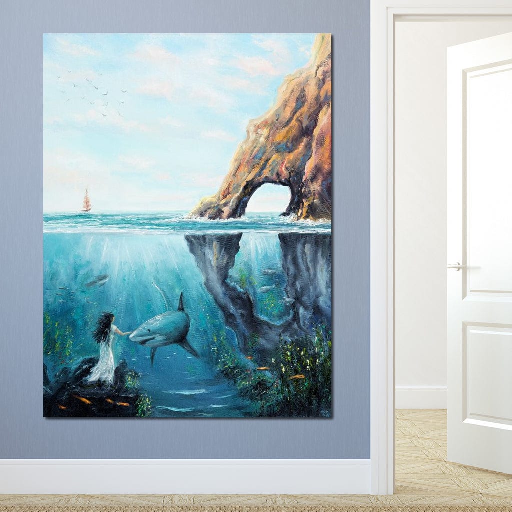 Swimming with the Shark Canvas Wall Art