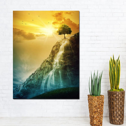 Waterfall Tree Canvas Wall Art