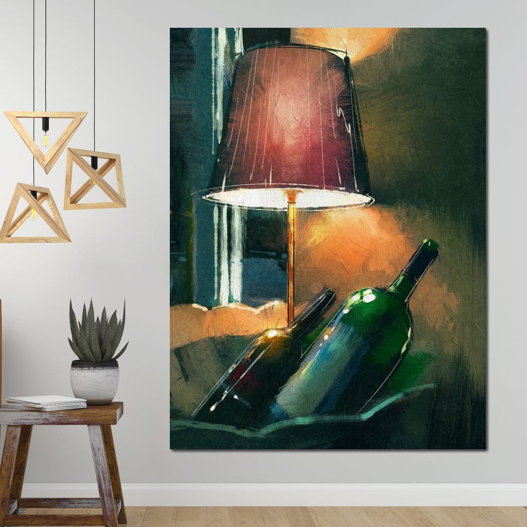 A Couple of Wine Bottles Canvas Wall Art