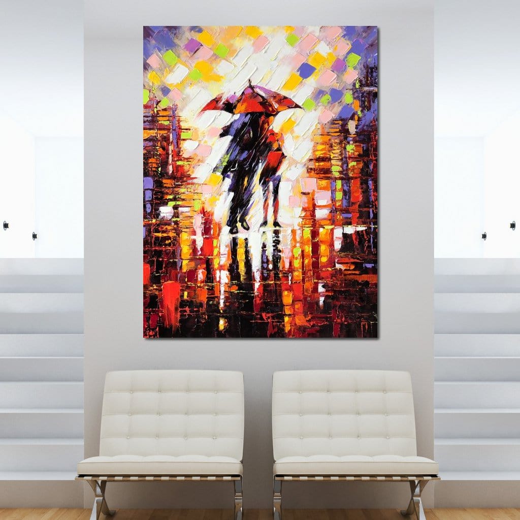Enamoured Under The Umbrella Canvas Wall Art