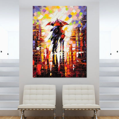 Enamoured Under The Umbrella Canvas Wall Art