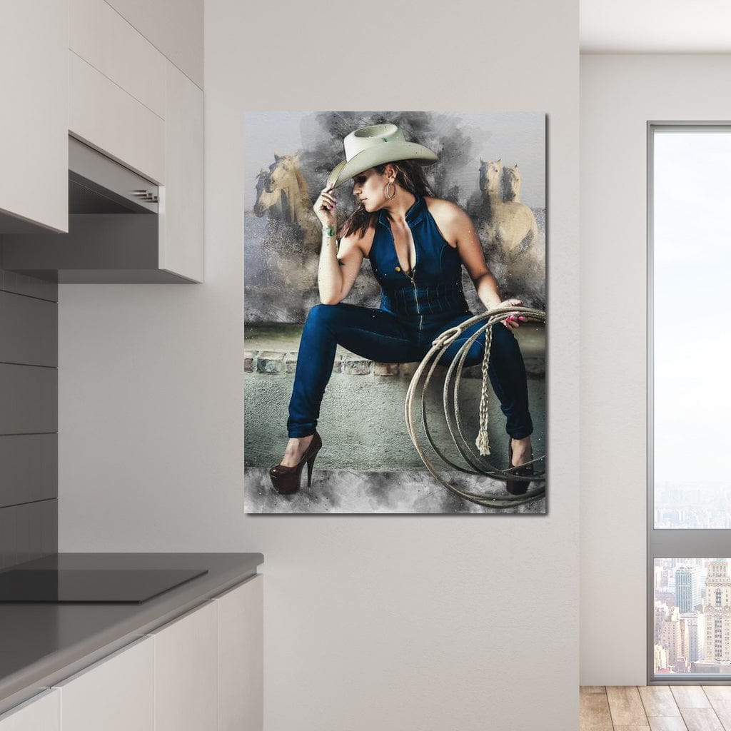 Sexy CowGirl Canvas Wall Art