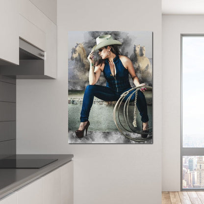 Sexy CowGirl Canvas Wall Art