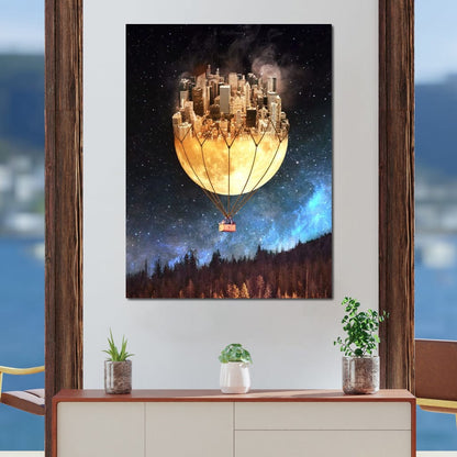 Moon Town Canvas Wall Art
