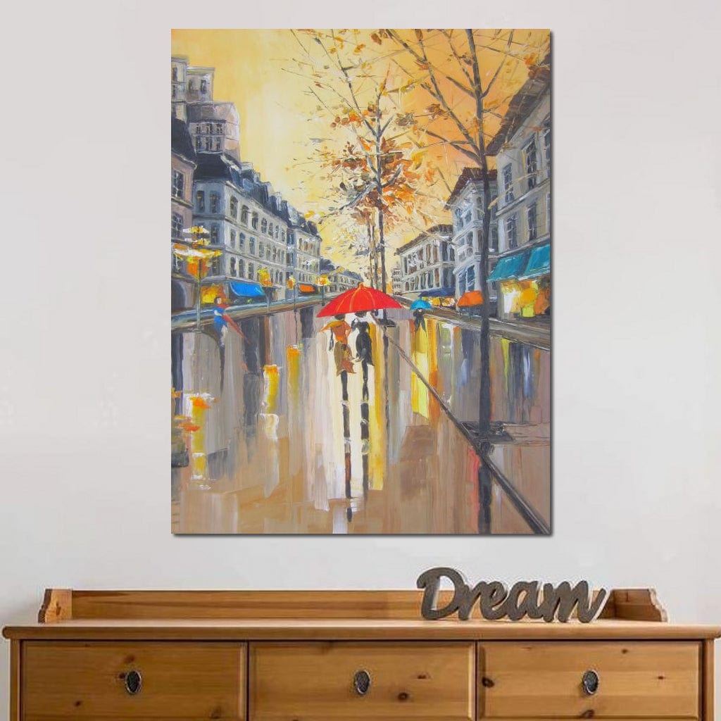Rain in Boston Canvas Wall Art