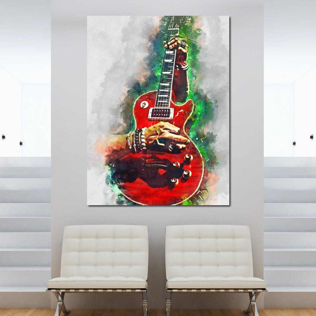 Slash Blood Red Guitar Canvas Wall Art