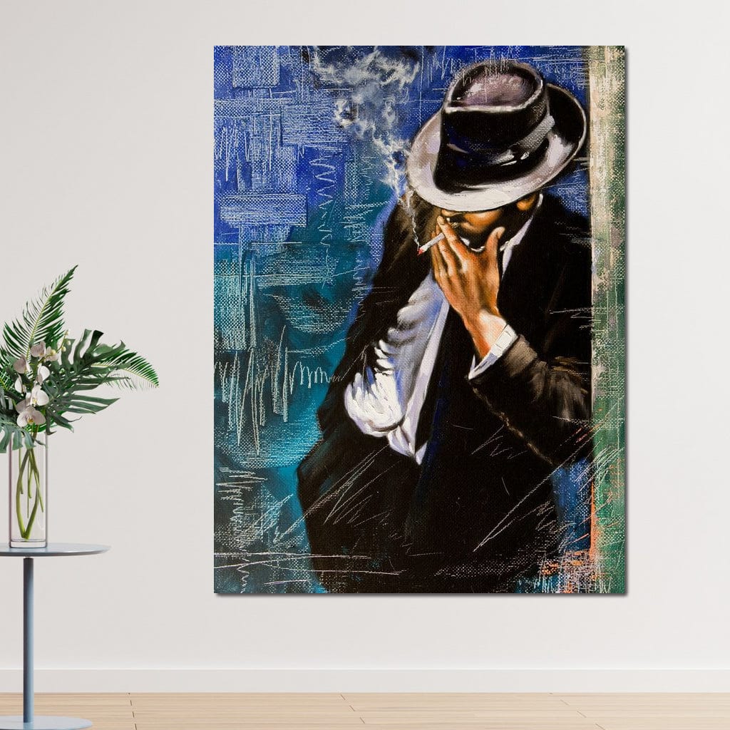 Smoking Man Canvas Wall Art