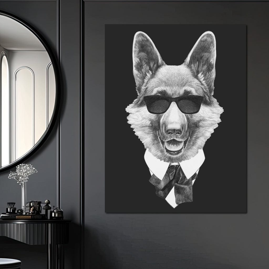 Dressed Up German Shepherd Canvas Wall Art