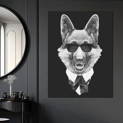 Dressed Up German Shepherd Canvas Wall Art