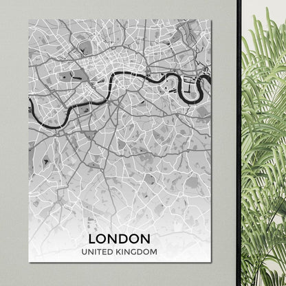 Map of London, UK Canvas Wall Art