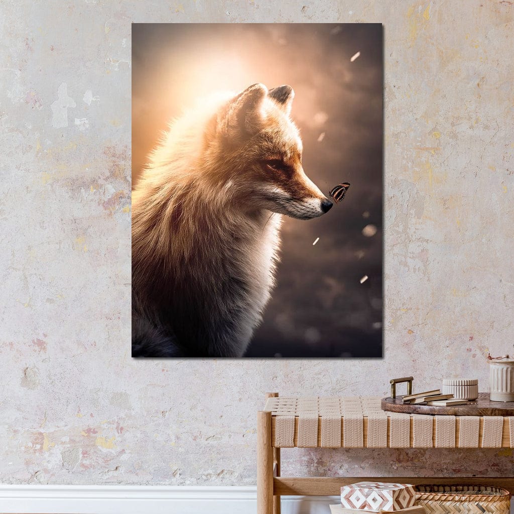 Fox Butterfly Glow Canvas Wall Art
