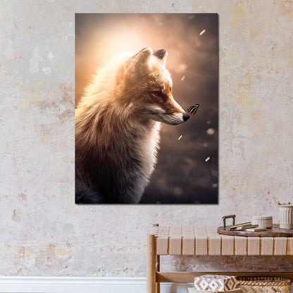 Fox Butterfly Glow Canvas Wall Art