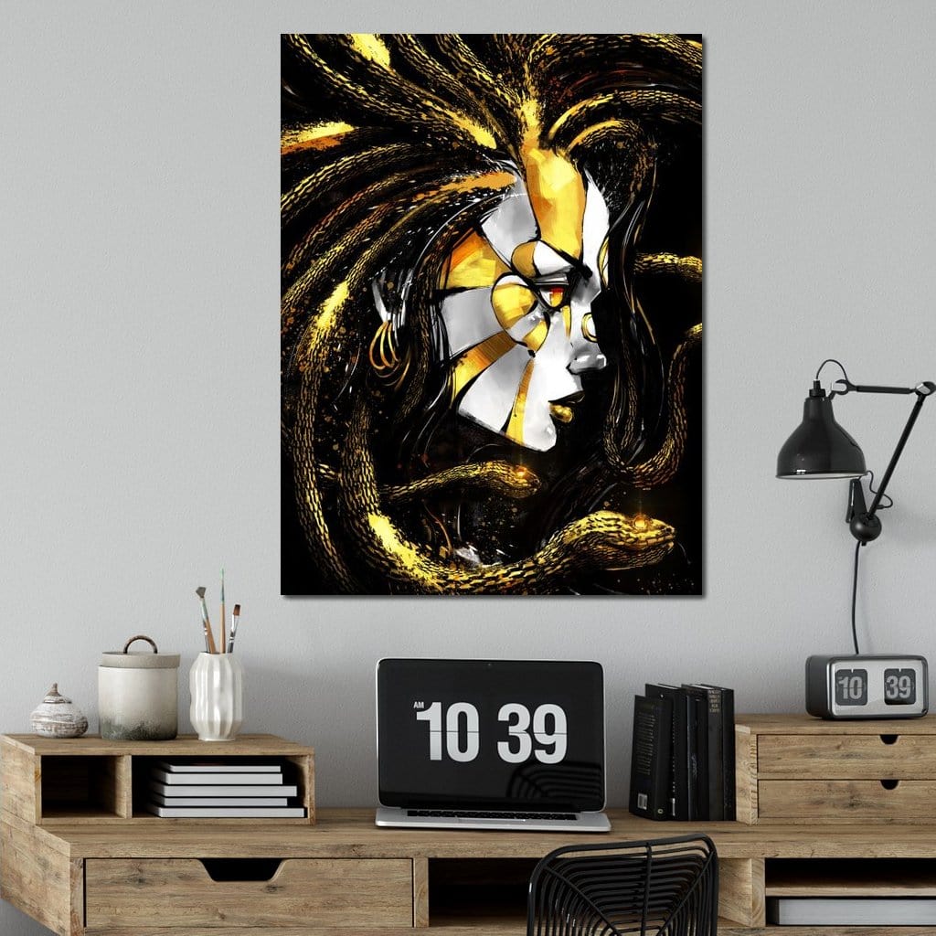 Golden Medusa Canvas Wall Art