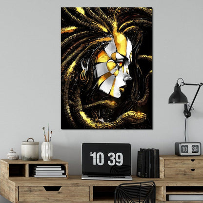 Golden Medusa Canvas Wall Art