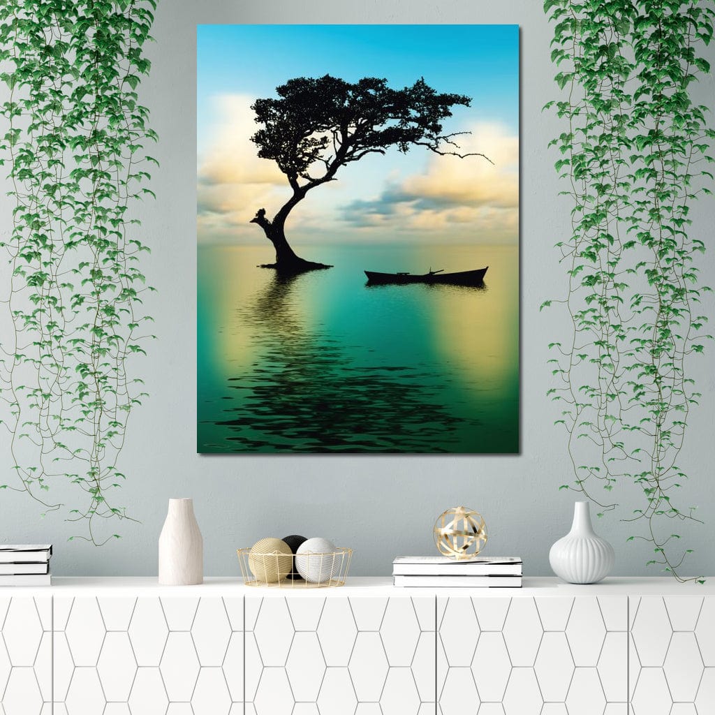 Cyan Tree Canvas Wall Art