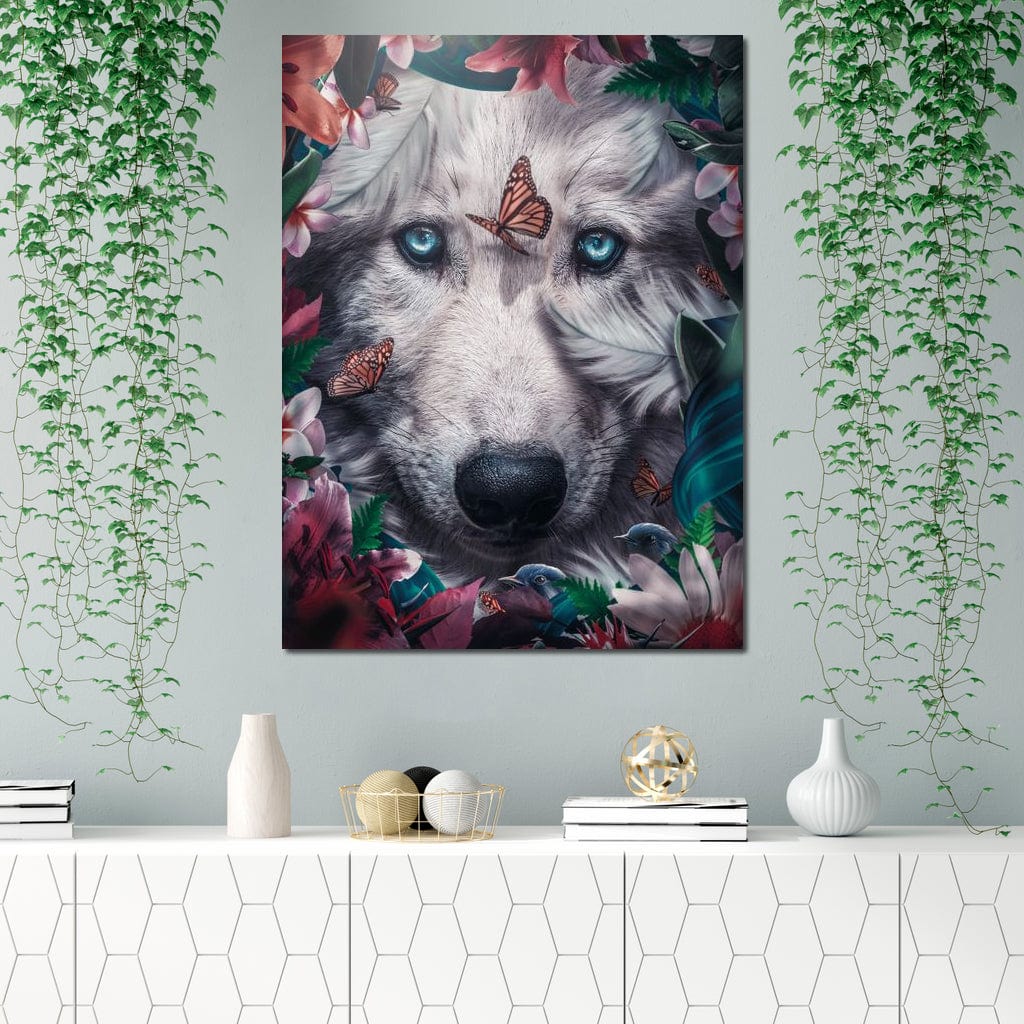 Floral Wolf Canvas Wall Art