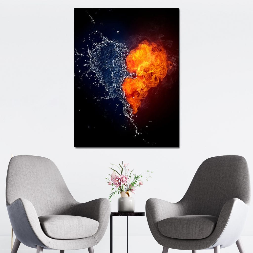 Fire and Water Love Canvas Wall Art