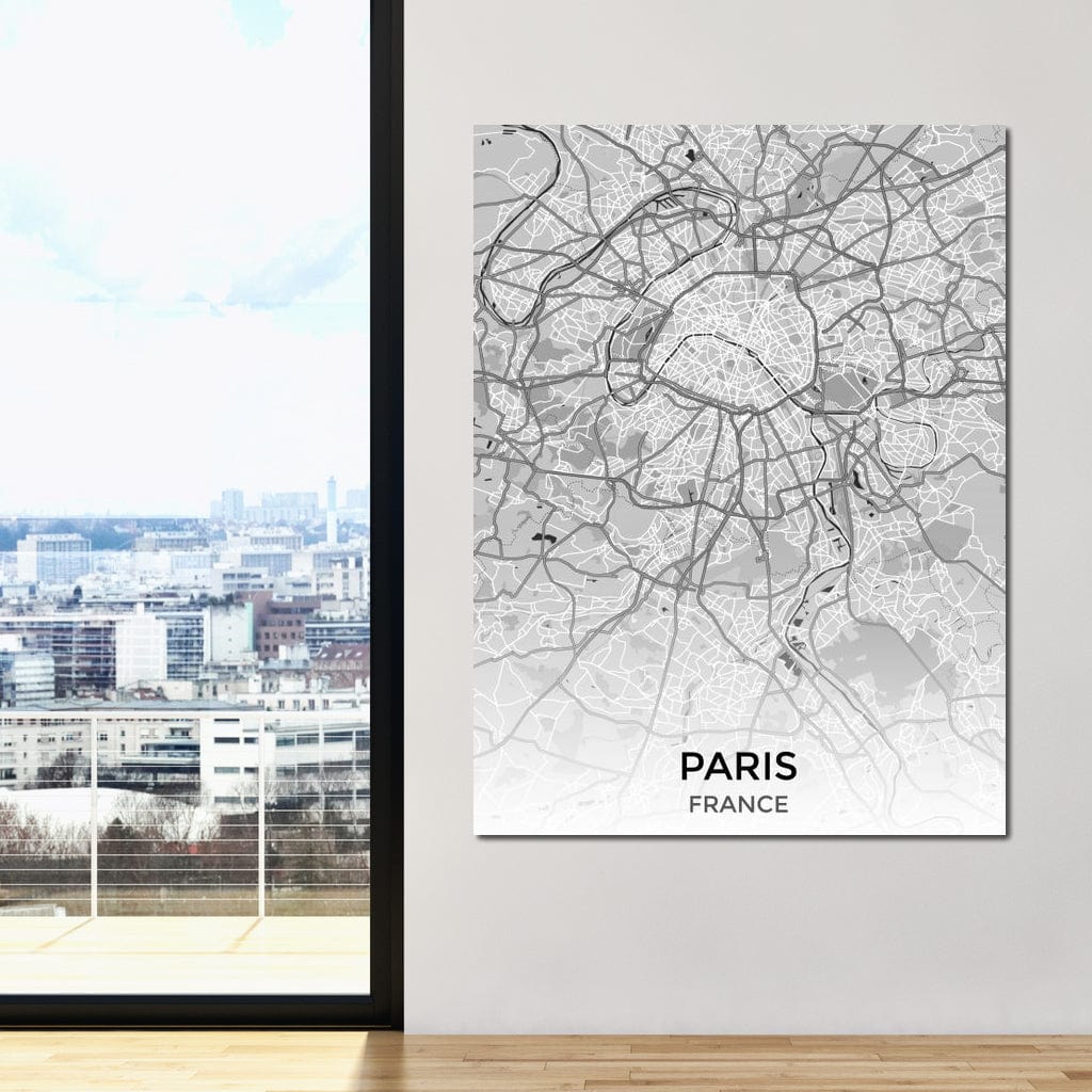 Map of Paris, France Canvas Wall Art