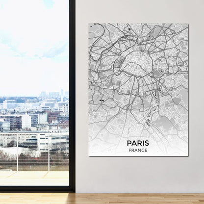 Map of Paris, France Canvas Wall Art
