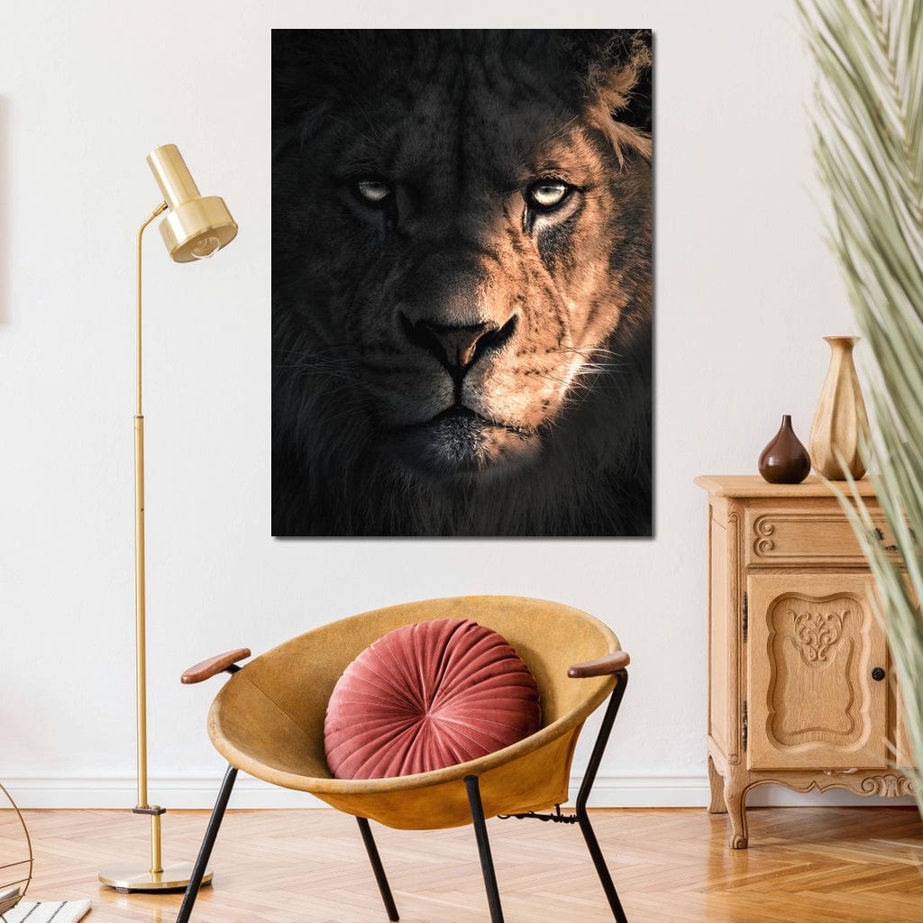 Lion Dark Canvas Wall Art