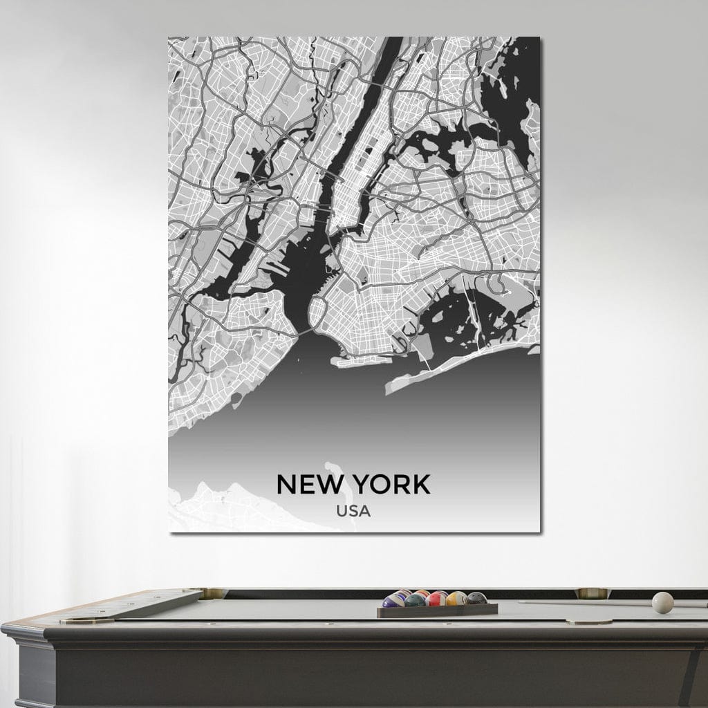 Map of New York City, USA Canvas Wall Art