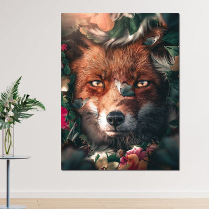 Floral Fox Canvas Wall Art