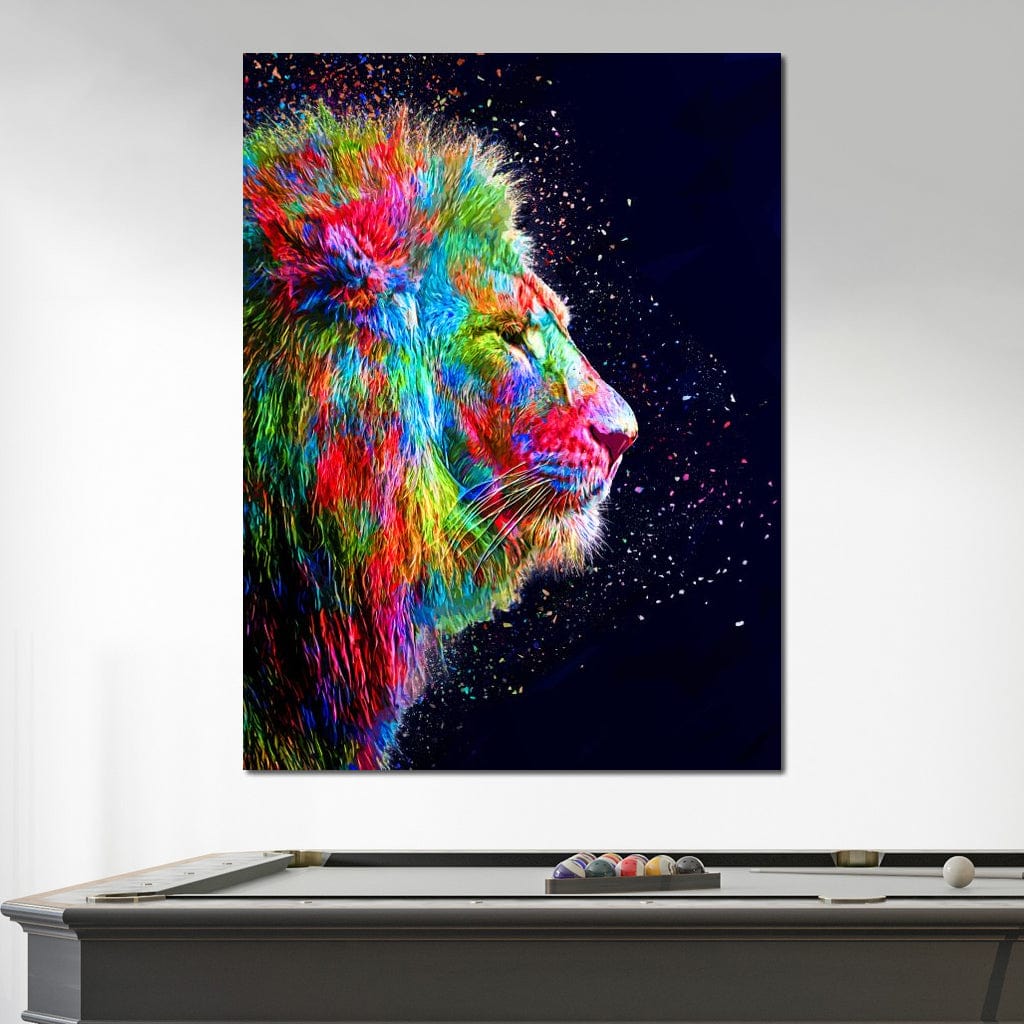Colored Lion Canvas Wall Art