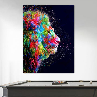 Colored Lion Canvas Wall Art